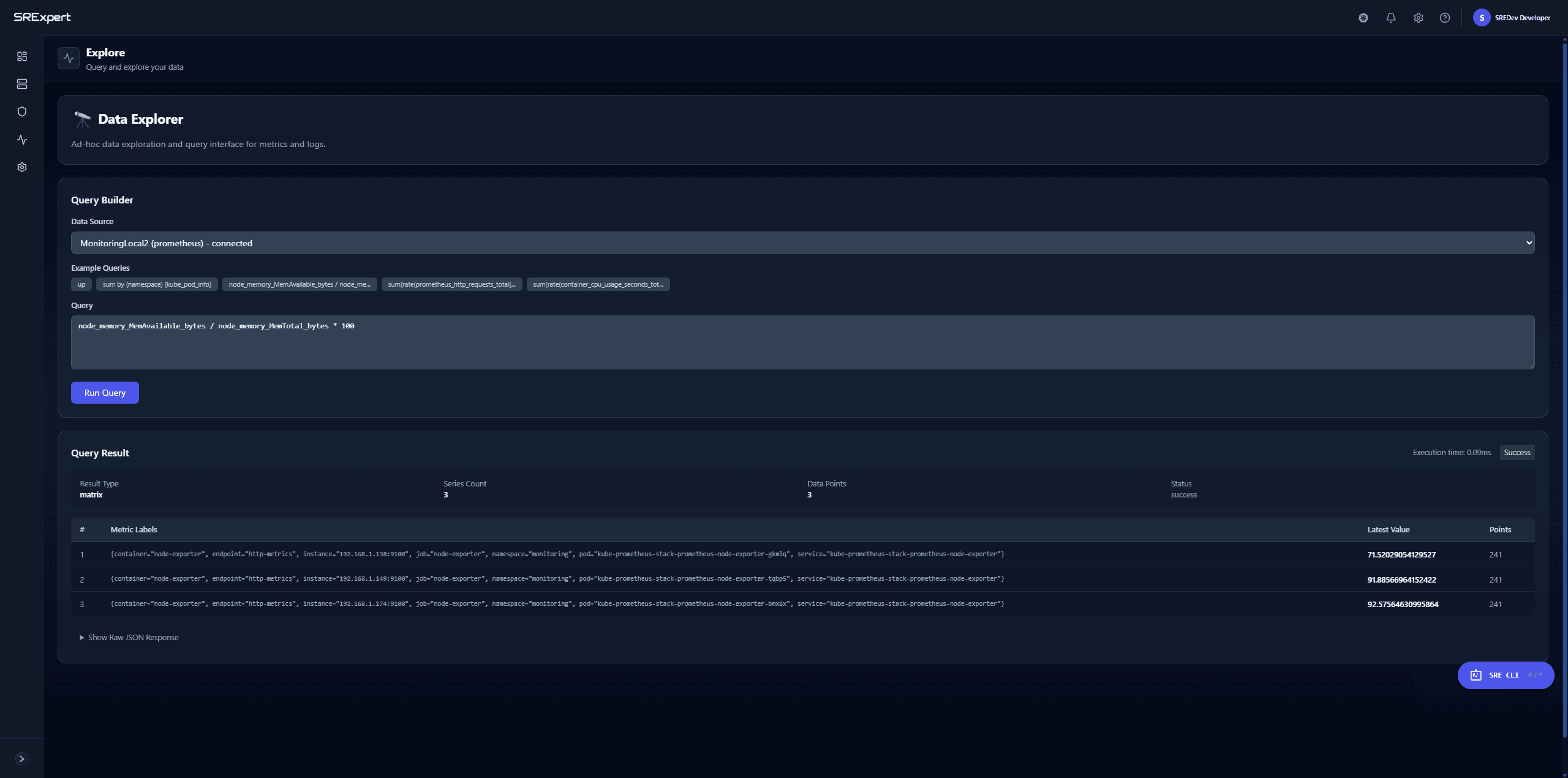 Prometheus Data Explorer